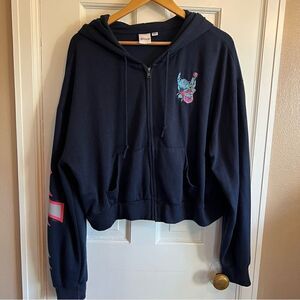 Disney Stitch Cropped Zipper Sweatshirt